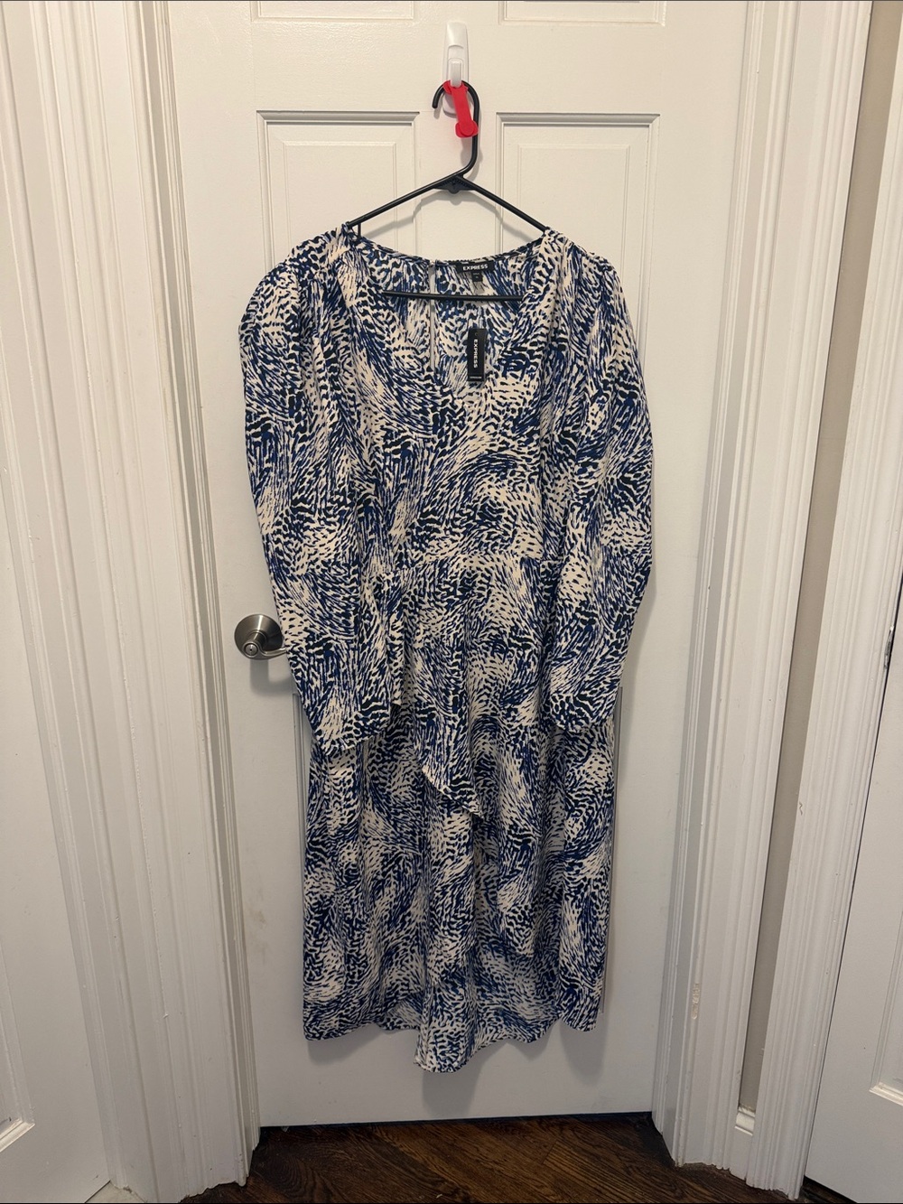Blue and White leopard print dress